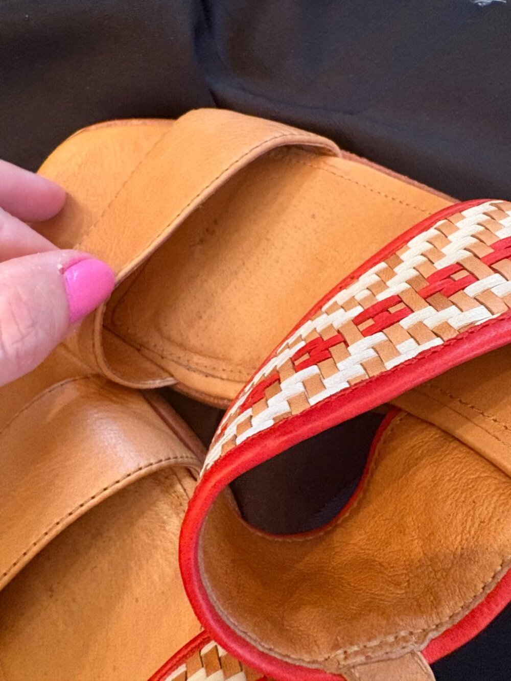 Frye Amy woven sandal, size 7 Boho stacked heel - Picture 11 of 12